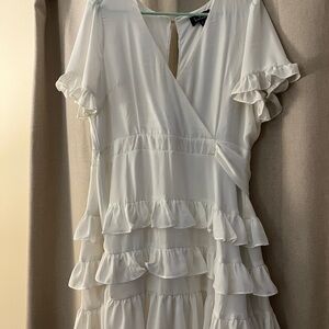 Lulu's White Ruffle Mini Dress